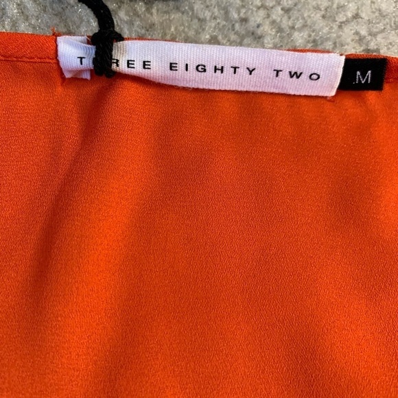 NWT Three Eighty Two Zaria Flutter Short Sleeve Top Women Size Medium Orange - Picture 5 of 6